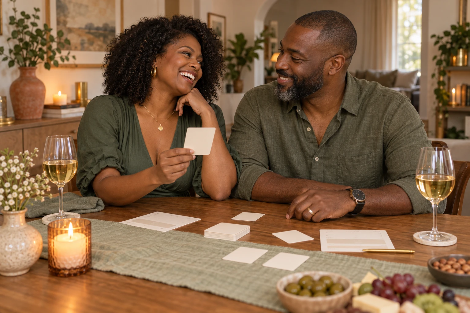 Couple enjoying a personalized Christmas game
